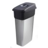 Slim Bin c/w Sticker; Handle Top; 55L; Silver Body; Black/Grey Lid; Metal Look Plastic - SB355Z_GLGWST