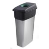 Slim Bin c/w Sticker; Hole Lid; 55L; Silver Body; Black/Green Lid; Metal Look Plastic - SB255Z_GLMRST