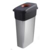 Slim Bin c/w Sticker; Hole Lid; 55L; Silver Body; Black/Red Lid; Metal Look Plastic - SB255Z_RLPBST