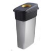 Slim Bin c/w Sticker; Hole Lid; 55L; Silver Body; Black/Yellow Lid; Metal Look Plastic - SB255Z_YLCAST