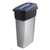 Slim Bin c/w Sticker; Slot Lid; 55L; Silver Body; Black/Blue Lid; Metal Look Plastic - SB155Z_BLPAST