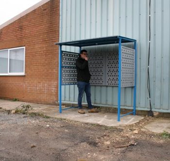 Smoking Shelter; Punched Steel Sides; Blue - BSS208
