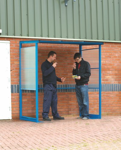 Smoking Shelter; Twi Wall Fluted Plastic Sides; Blue - BSS204