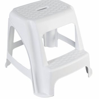 Step Stool; 2 Tread; High Quality Plastic; 130kg; White - HE400Z