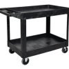 Super Strength Large Multi Purpose Trolley; 2 Storage Trays; Swivel (x2 Braked)Castors; Polyethylene; 225kg; Black - GI699L