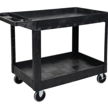 Super Strength Large Multi Purpose Trolley; 2 Storage Trays; Swivel (x2 Braked)Castors; Polyethylene; 225kg; Black - GI699L