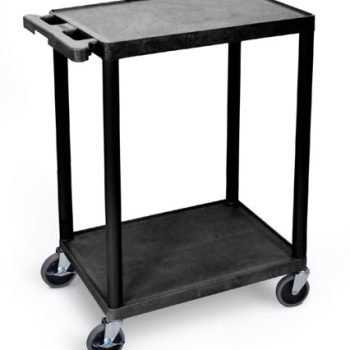 Super Strength Multi Purpose Trolley; 2 Shelf (2 Flat Shelves); Swivel (x2 Braked)Castors; Polyethylene; 150kg; Black - GI241L