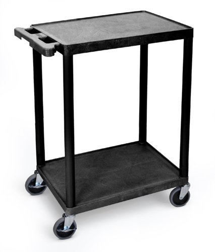 Super Strength Multi Purpose Trolley; 2 Shelf (2 Flat Shelves); Swivel (x2 Braked)Castors; Polyethylene; 150kg; Black - GI241L