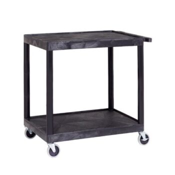 Super Strength Multi Purpose Trolley; 2 Shelf Trolley; 890 x 610 x 880; Swivel (x2 Braked)Castors; Polyethylene; 150kg; Black - GI334L