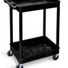 Super Strength Multi Purpose Trolley; 2 Storage Trays; 610 x 460 x 980; Swivel (x2 Braked)Castors; Polyethylene; 150kg; Black - GI927L