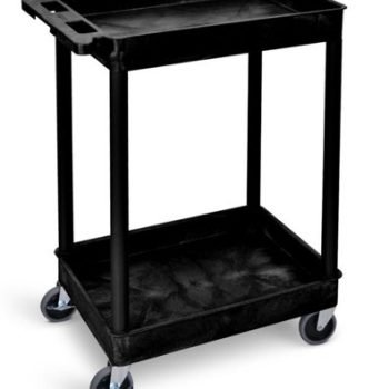 Super Strength Multi Purpose Trolley; 2 Storage Trays; 610 x 460 x 980; Swivel (x2 Braked)Castors; Polyethylene; 150kg; Black - GI927L