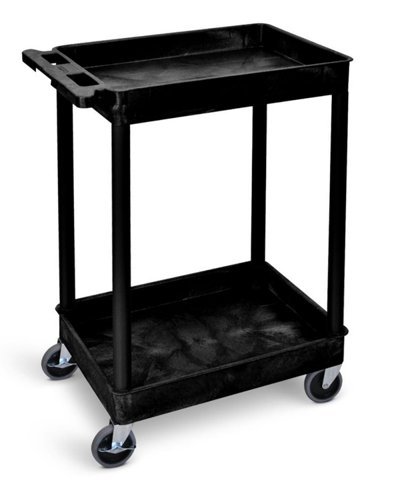 Super Strength Multi Purpose Trolley; 2 Storage Trays; 610 x 460 x 980; Swivel (x2 Braked)Castors; Polyethylene; 150kg; Black - GI927L
