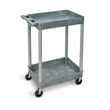 Super Strength Multi Purpose Trolley; 2 Storage Trays; 610 x 460 x 980; Swivel (x2 Braked)Castors; Polyethylene; 150kg; Grey - GI627L