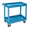 Super Strength Multi Purpose Trolley; 2 Storage Trays; 895 x 457 x 920; Swivel (x2 Braked)Castors; Polyethylene; 180kg; Blue - GI402L