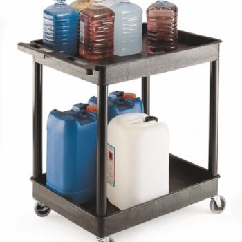 Super Strength Multi Purpose Trolley; 2 Storage Trays; 920 x 640 x 960; Swivel (x2 Braked)Castors; Polyethylene; 175kg; Black - GI237L