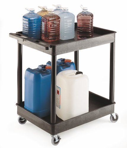 Super Strength Multi Purpose Trolley; 2 Storage Trays; 920 x 640 x 960; Swivel (x2 Braked)Castors; Polyethylene; 175kg; Black - GI237L