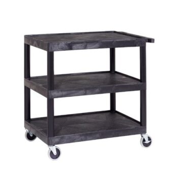 Super Strength Multi Purpose Trolley; 3 Shelf Trolley; 890 x 610 x 865; Swivel (x2 Braked)Castors; Polyethylene; 150kg; Black - GI335L