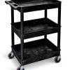 Super Strength Multi Purpose Trolley; 3 Storage Trays; 610 x 460 x 1000; Swivel (x2 Braked)Castors; Polyethylene; 150kg; Black - GI937L