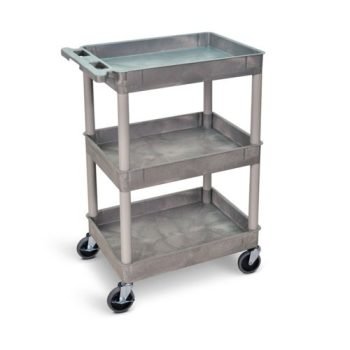 Super Strength Multi Purpose Trolley; 3 Storage Trays; 610 x 460 x 1000; Swivel (x2 Braked)Castors; Polyethylene; 150kg; Grey - GI637L