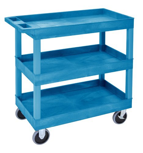 Super Strength Multi Purpose Trolley; 3 Storage Trays; 895 x 457 x 920; Swivel (x2 Braked)Castors; Polyethylene; 180kg; Blue - GI403L