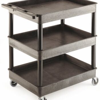 Super Strength Multi Purpose Trolley; 3 Storage Trays; 920 x 640 x 975; Swivel (x2 Braked)Castors; Polyethylene; 175kg; Black - GI337L