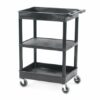 Super Strength Multi Purpose Trolley; Top & Bottom Storage Trays; Middle Flat Shelf; Swivel (x2 Braked)Castors; Polyethylene; 150kg; Black - GI645L