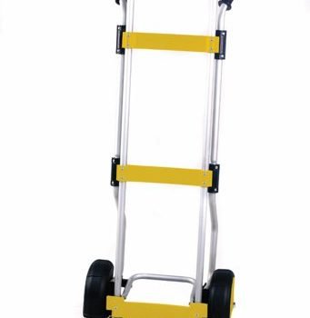'THE PRO ' Folding Sack Truck; Puncture Proof Wheels; Aluminum; 270kg; Silver/Yellow/Black - GI270H