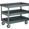 Tray Trolley; 3 Deep Trays; Swivel (x2 Braked)Castors; Steel; 250kg; Grey - WI203Y