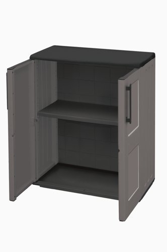 Utility Cupboard; 2 Doors; 1 Shelf; Two Tone Grey - CLD084D