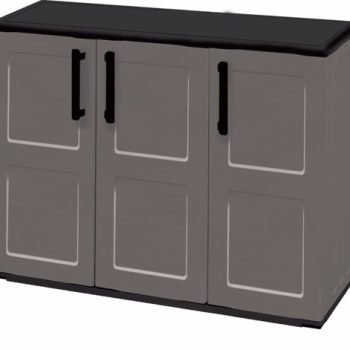 Utility Cupboard; 3 Doors; 1 Shelf; Two Tone Grey - CLT084T