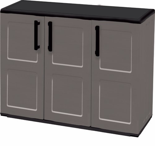 Utility Cupboard; 3 Doors; 1 Shelf; Two Tone Grey - CLT084T