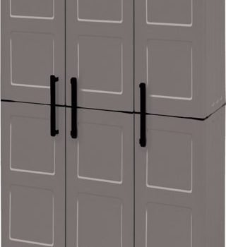 Utility Cupboard; 3 Doors; 3 Shelf; Two Tone Grey - CLD163T