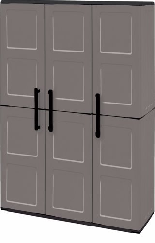 Utility Cupboard; 3 Doors; 3 Shelf; Two Tone Grey - CLD163T