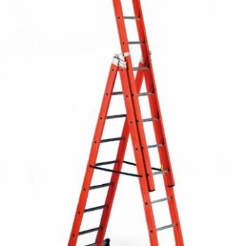 V3 - Glass Fibre Ladder; 3 x 10 Tread; 150kg; Red - SV-V3-3x10