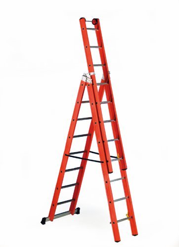 V3 - Glass Fibre Ladder; 3 x 10 Tread; 150kg; Red - SV-V3-3x10