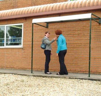 Wall Mounted Smoking Shelter; Triple Wall Polycarbonate & Galvanised Roof; Green - BSSW6Z