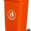 Wheelie Bin; 120L; 30% Recycled Polyethylene; Red/Orange - LWB120Y_Red/Orange