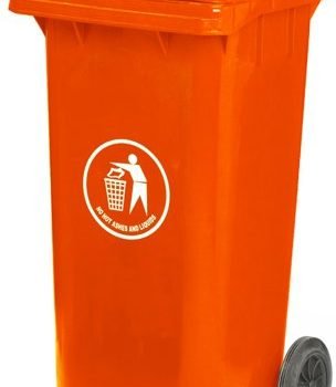 Wheelie Bin; 120L; 30% Recycled Polyethylene; Red/Orange - LWB120Y_Red/Orange