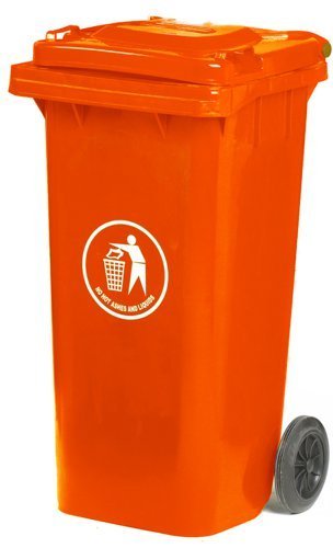 Wheelie Bin; 120L; 30% Recycled Polyethylene; Red/Orange - LWB120Y_Red/Orange