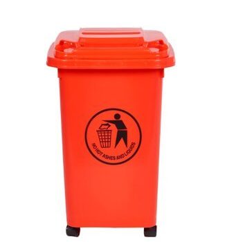Wheelie Bin; 30L; 30% Recycled Polyethylene; Red/Orange - LWB30Y_Red/Orange