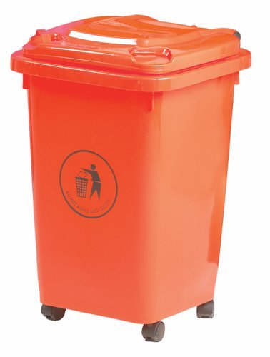Wheelie Bin; 50L; 30% Recycled Polyethylene; Red/Orange - LWB50Y_Red/Orange