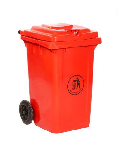 Wheelie Bin; 80L; 30% Recycled Polyethylene; Red/Orange - LWB80Y_Red/Orange
