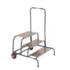 Wide Work Steps - 3 Tread 600mm Platform Height - Chequer Plate Tread - with 1 Handrail - with Wheels - SWW13C