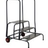 Wide Work Steps - 3 Tread 600mm Platform Height - Chequer Plate Tread - with 2 Handrail - with Wheels - SWW23C