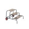 Wide Work Steps - 3 Tread 600mm Platform Height - Chequer Plate Tread - with Wheels - SWW03C