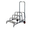 Wide Work Steps - 4 Tread 800mm Platform Height - Chequer Plate Tread - with 1 Handrail - with Wheels - SWW14C