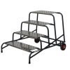 Wide Work Steps - 4 Tread 800mm Platform Height - Chequer Plate Tread - with Wheels - SWW04C