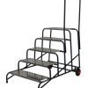 Wide Work Steps - 5 Tread 1000mm Platform Height - Chequer Plate Tread - with 1 Handrail - with Wheels - SWW15C