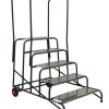 Wide Work Steps - 5 Tread 1000mm Platform Height - Chequer Plate Tread - with 2 Handrail - with Wheels - SWW25C