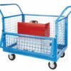 Wire Mesh Truck; 4 Sides with Half Drop Down Front; Fixed/Swivel (x2 Braked) Castors; Steel/Wire Mesh; 250kg; Blue - GIS73M